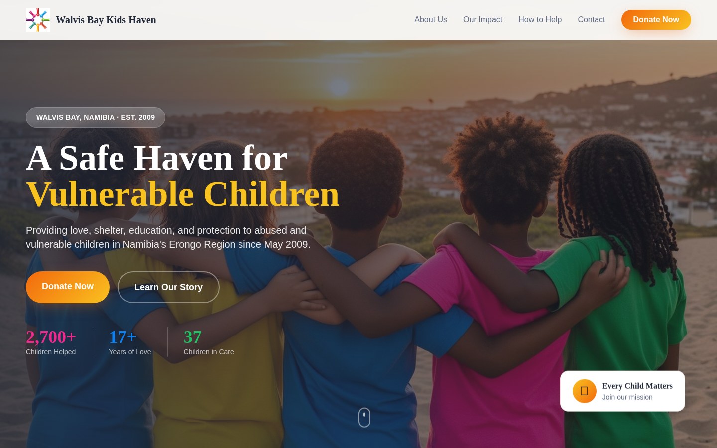 Kids Haven website created by V&L Digital Namibia